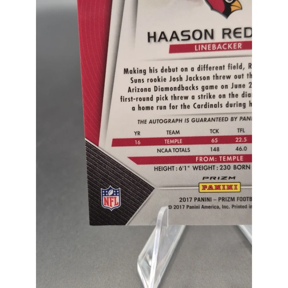 2017 Prizm Rookie Haason Reddick #RA-HR Rookie Autograph Blue Wave /149 (RC)